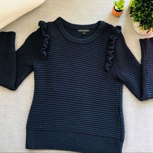 Banana Republic Navy Ruffle Sleeve Pullover
